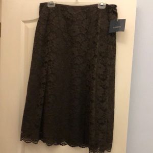 Liz Claiborne Brown Lace Midi Skirt